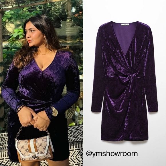 MANGO Velvet mini dress - Picture 1 of 8